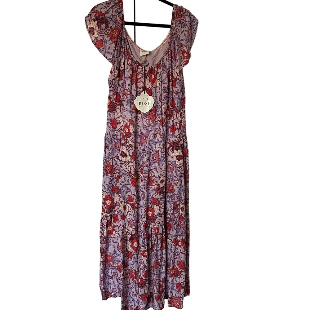 Knox Rose Women's Purple Floral Flutter Sleeve Dress - Size Small - NWT